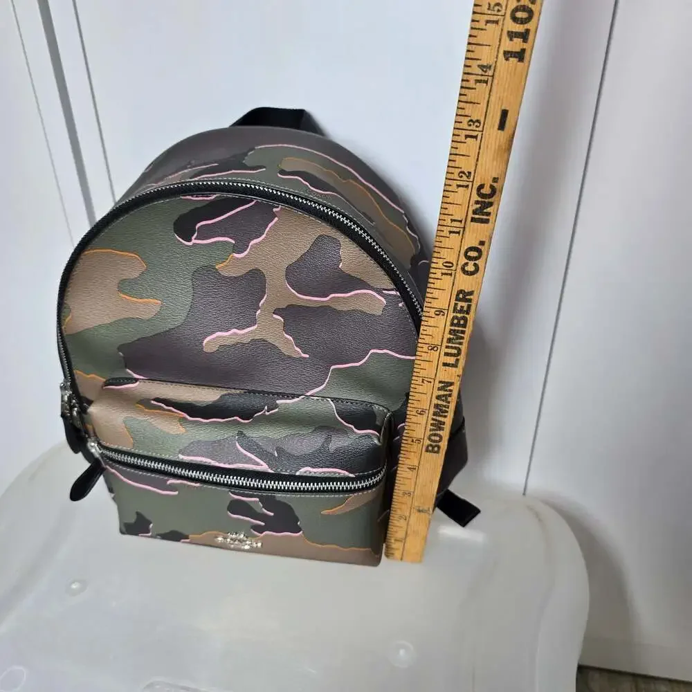 Coach Medium Charlie Backpack in Green and Brown Camouflage with Matching Wallet